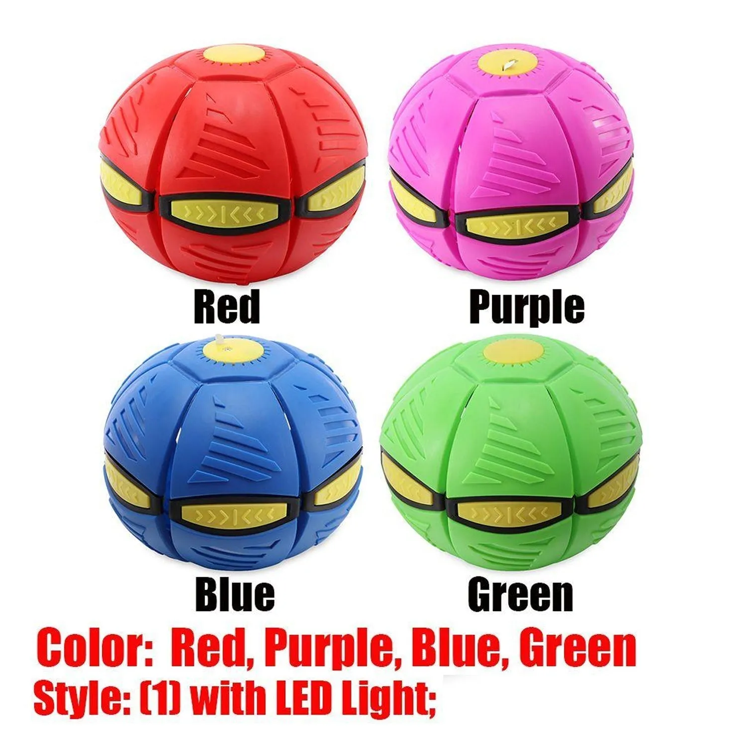 8039  Football Flat Throw Disc - with 3 LED Light Flying Toys