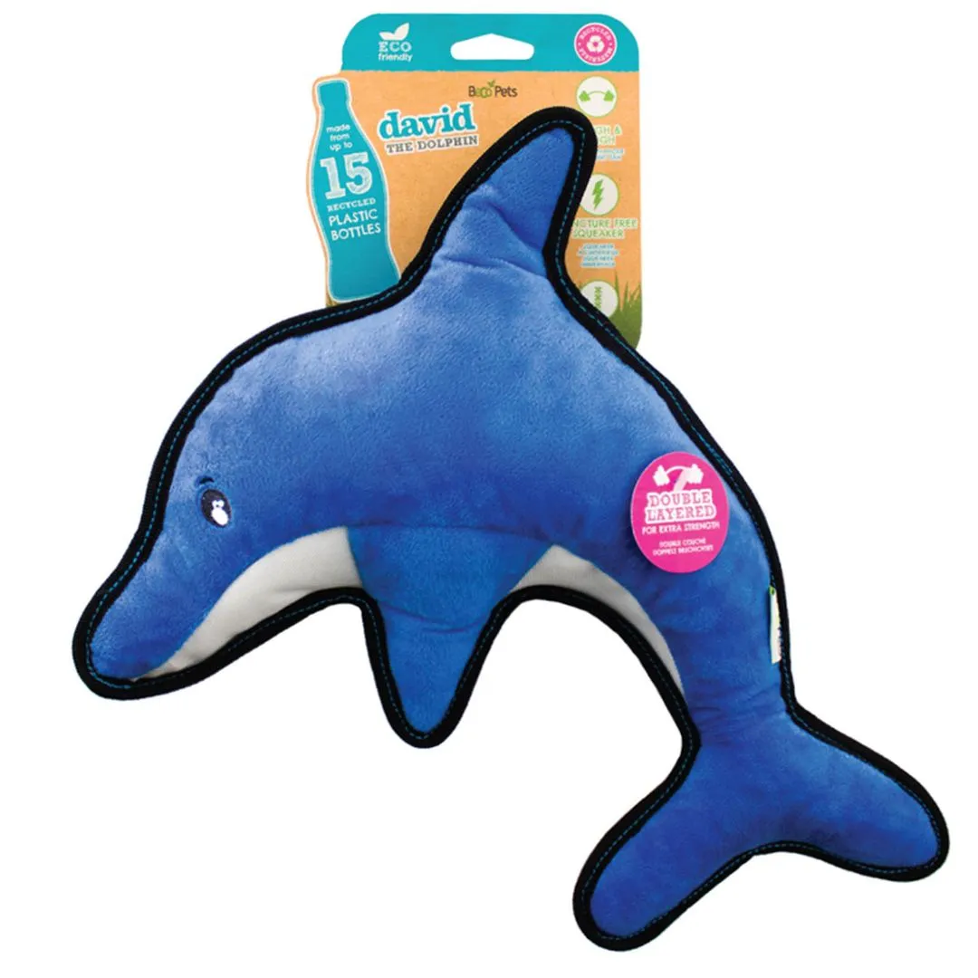 Beco David The Dolphin Eco Friendly Rough And Tough Plush Dog Toy