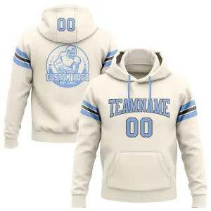 Custom Stitched Cream Light Blue-Steel Gray Football Pullover Sweatshirt Hoodie