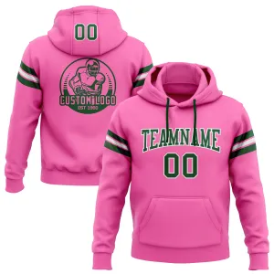 Custom Stitched Pink Green-White Football Pullover Sweatshirt Hoodie