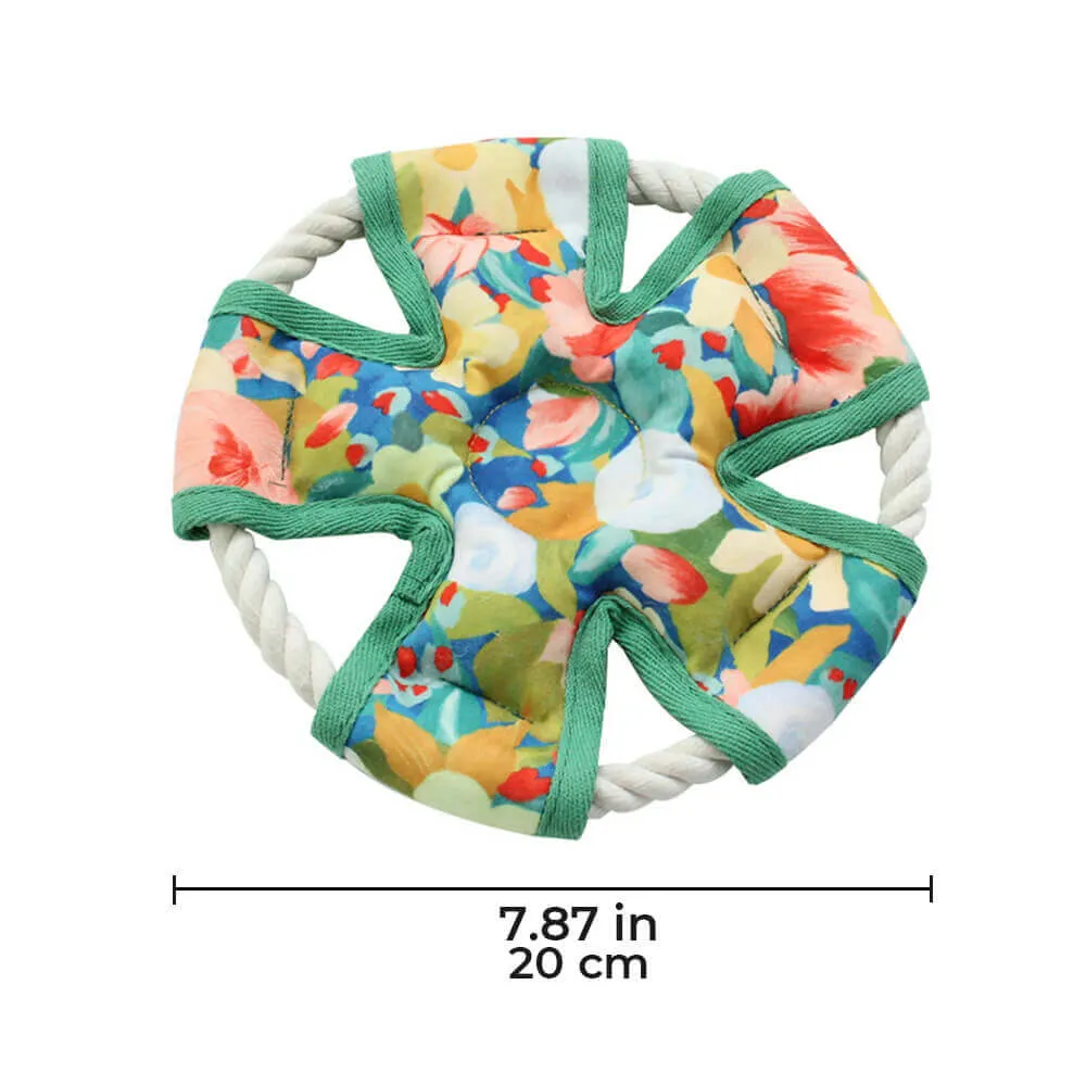 Floral Print Canvas Dog Chew Resistant Toy Squeaky Toy