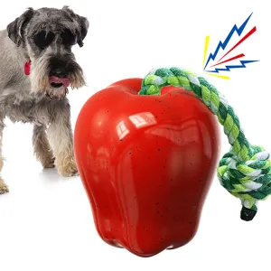 KADTC Dog Chew Toys For Aggressive Chewers Indestructible Tough Durable Squeaky Interactive Puppy Toy Teeth Squeaky Apple Pet Teeth Grinding Toy