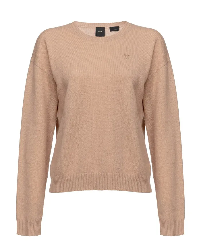 PINKO Maglia Donna 1G181G Y774 FRISBEE A-EE Puro Cashmere C60 BEIGE CHIARO