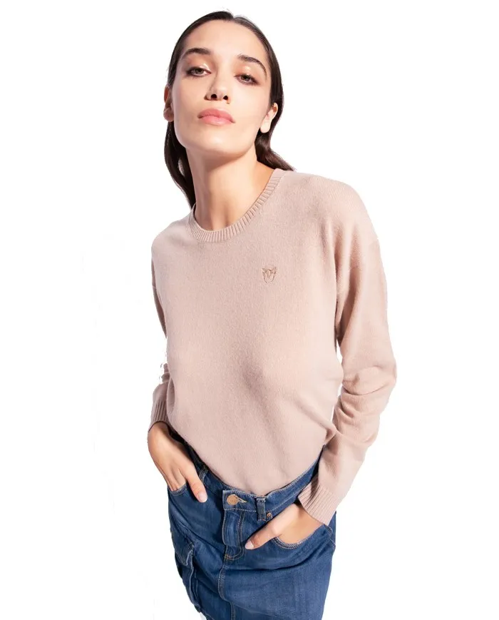 PINKO Maglia Donna 1G181G Y774 FRISBEE A-EE Puro Cashmere C60 BEIGE CHIARO