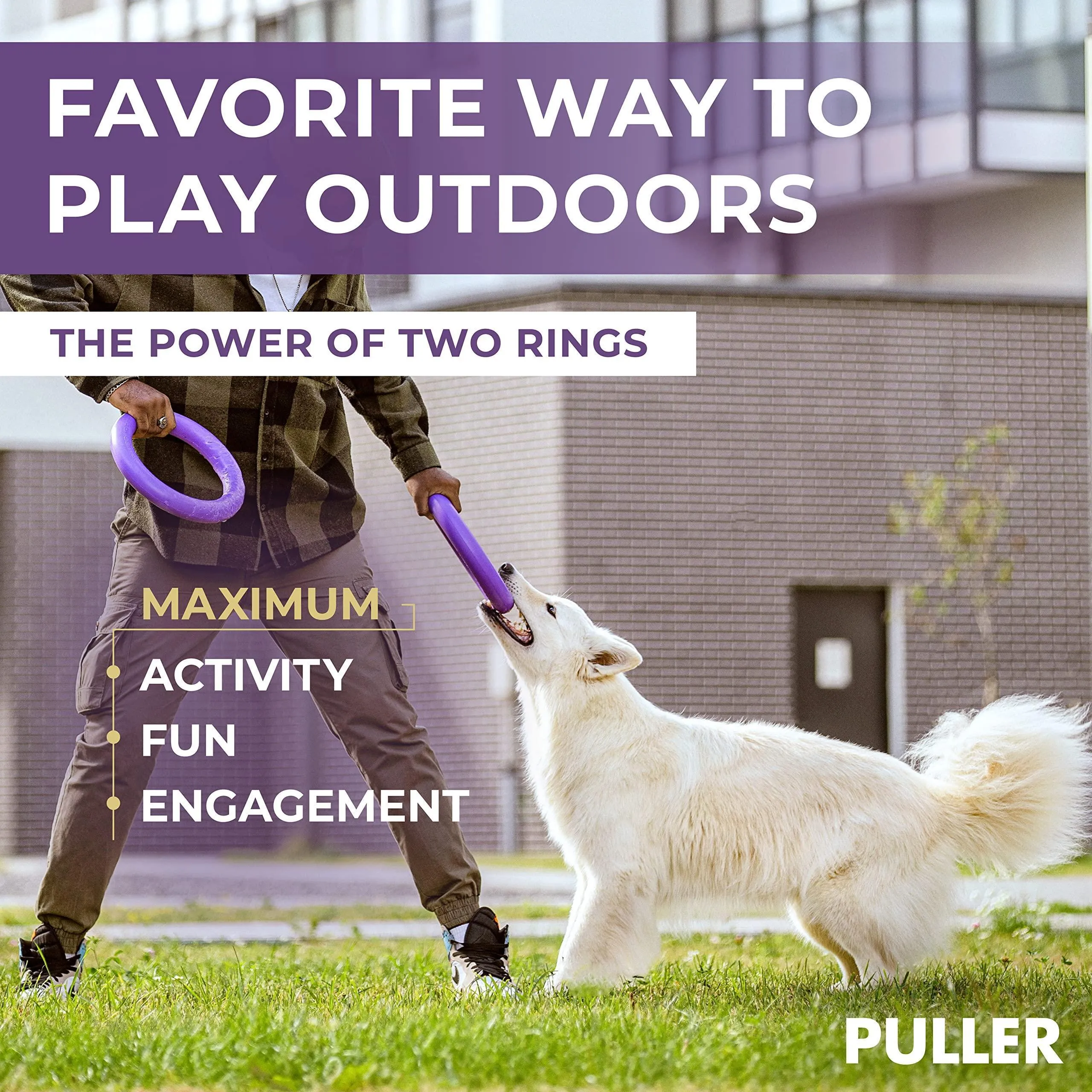 Puller Outdoor Dog Ring Toys Dog Fetch for Large Dogs Standard Size 2 Rings