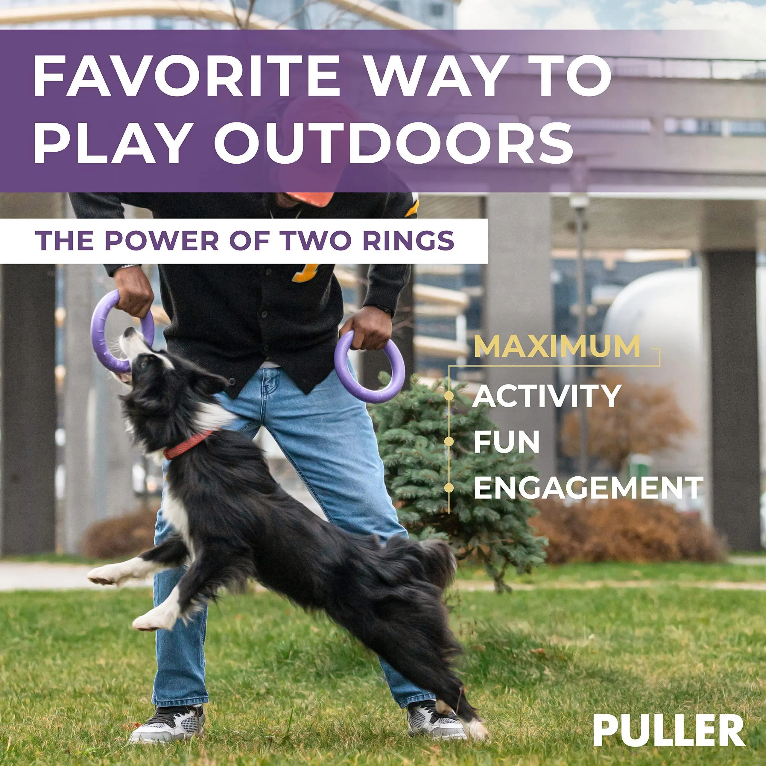 Puller Outdoor Dog Ring Toys Dog Fetch Toy for Medium Dogs MIDI Size 2 Rings