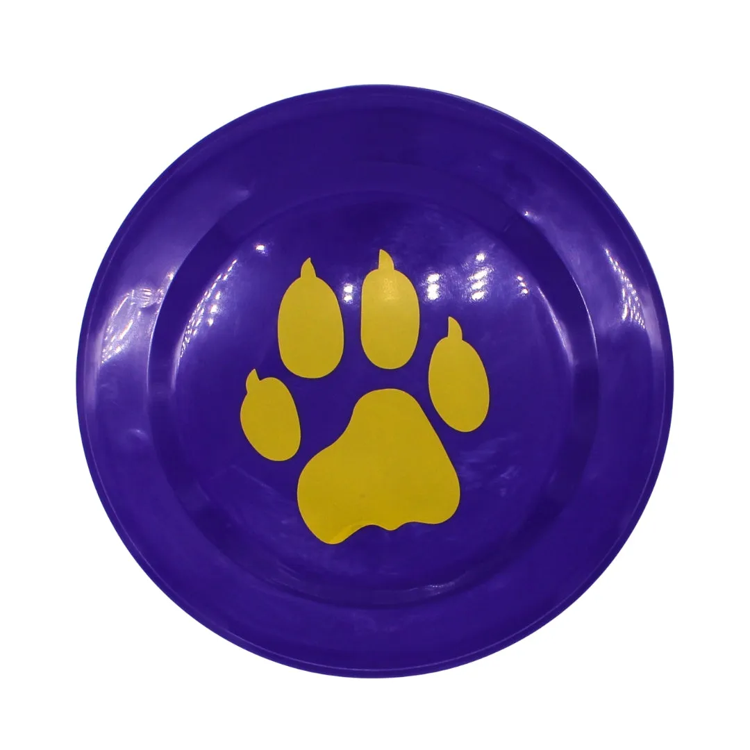 Purple and Gold Frisbee with Tiger Paw Imprint 7" (Dozen)