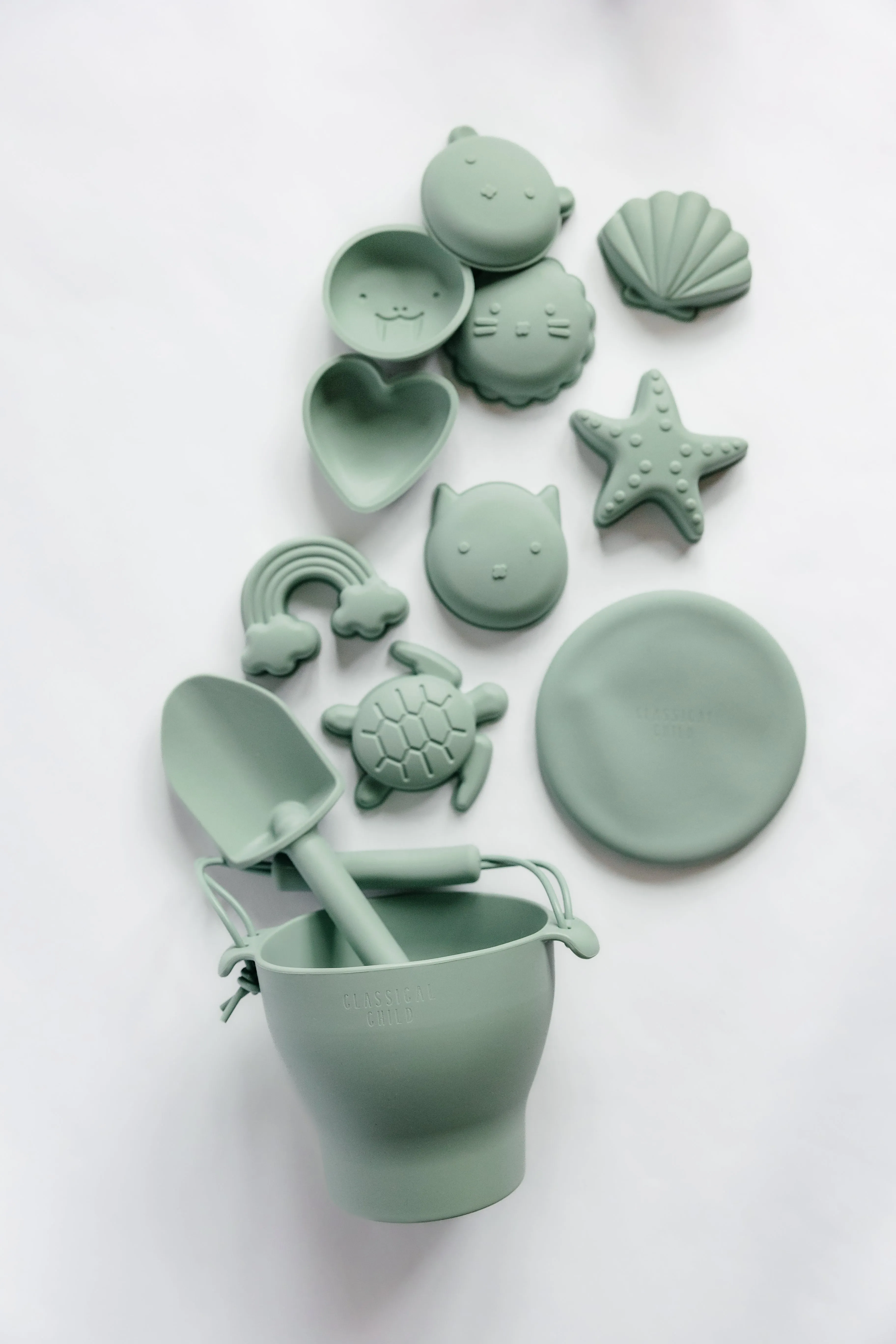 Sage Green 12 Piece Beach Bucket & Toys Set